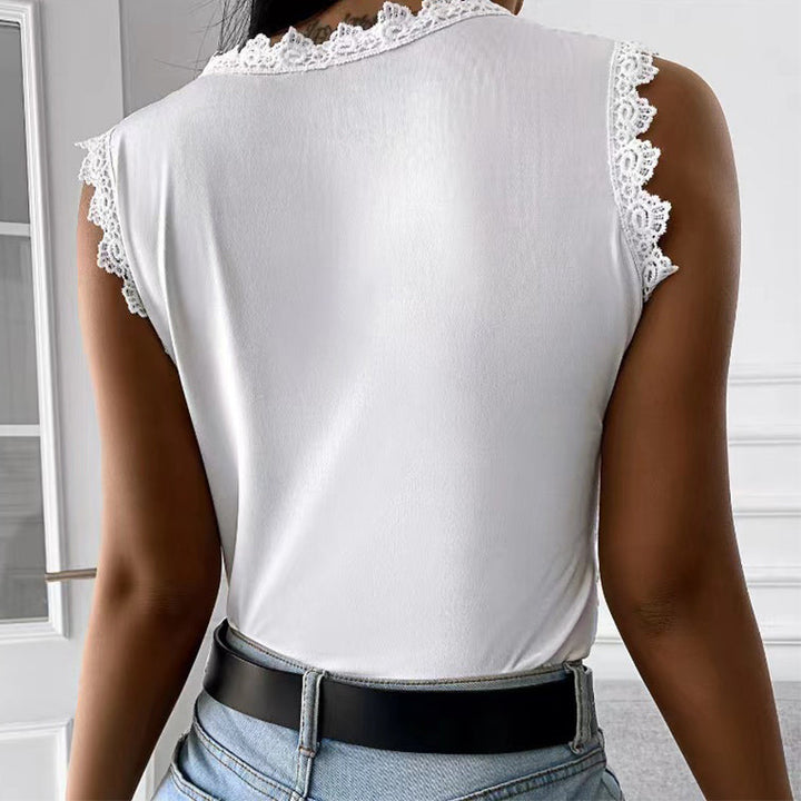 Emma White | Floral Lace Sleeveless Top For Women