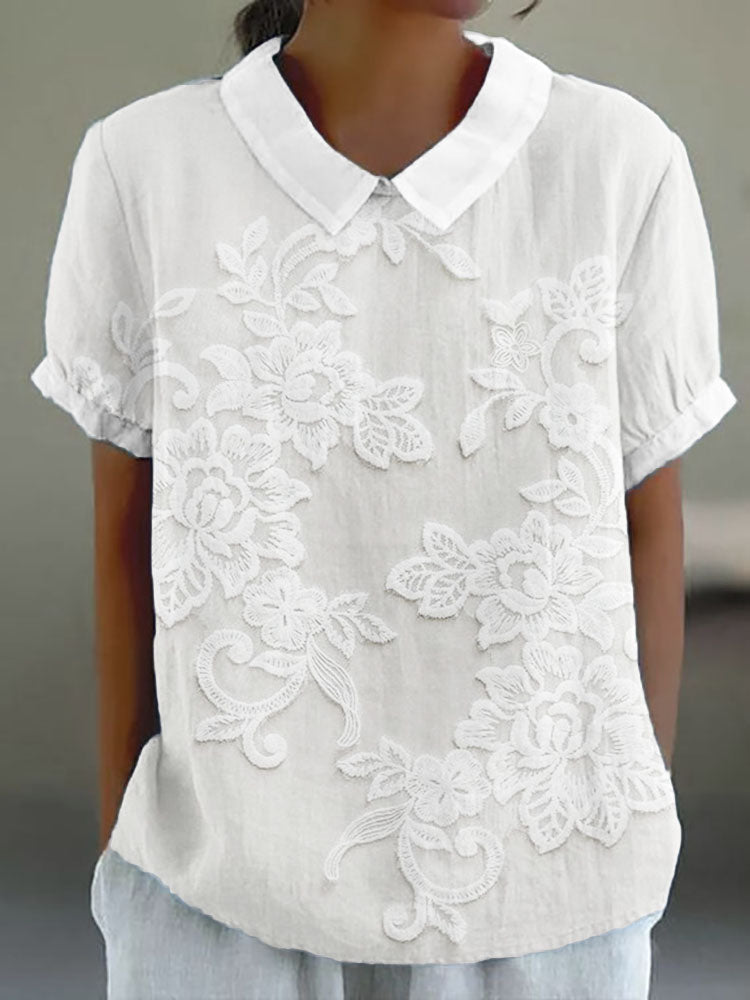 Arwen | Women’s Floral Embroidered Shirt with Relaxed Fit