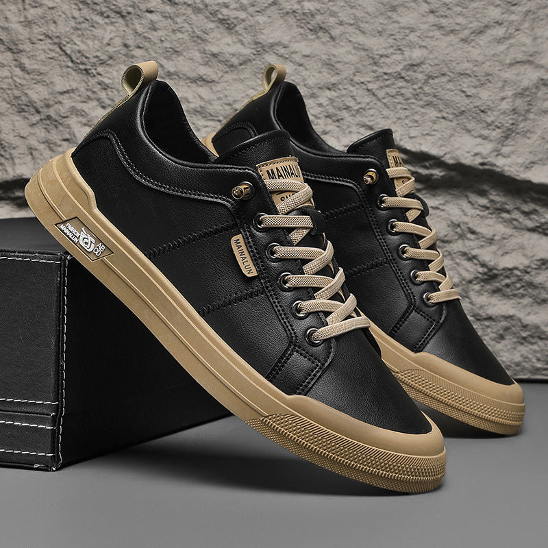 Nathaniel Cross | Classic Black Leather Sneakers For Men