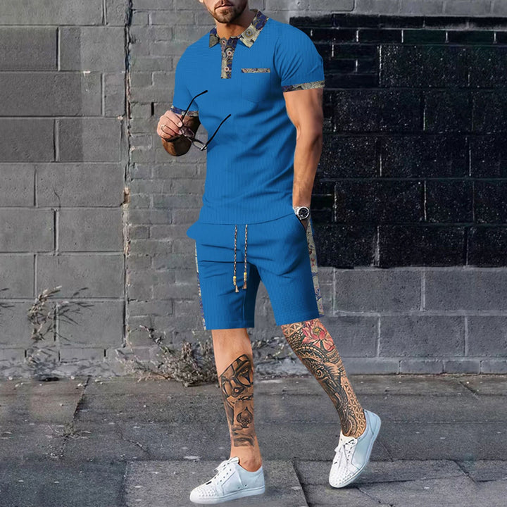 Brayden Foley | Textured Polo Shorts Set For Men