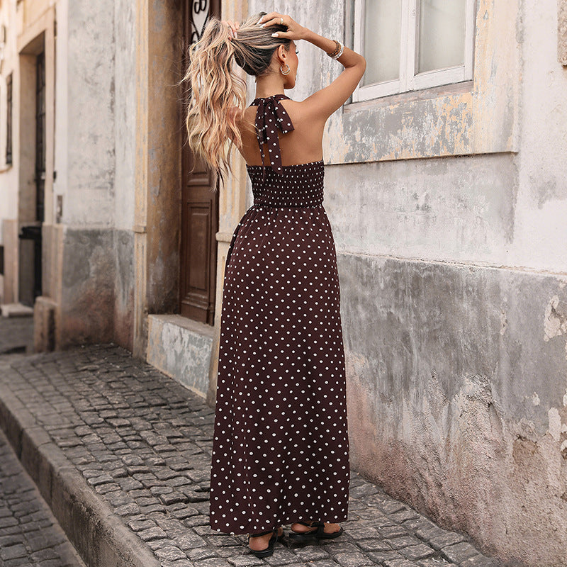 Amelia Clarke | Polka Dot Halter Summer Dress For Women