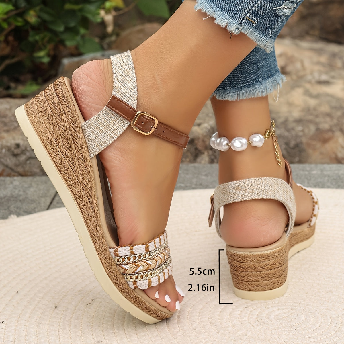 Amara | Women’s Woven Wedge Sandals with Cushioned Footbed