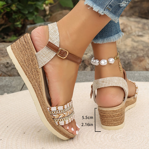 Amara | Women’s Woven Wedge Sandals with Cushioned Footbed