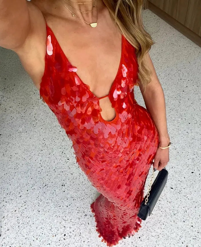 Kalea | Women’s Glitter Sequins Dress with Open-Back