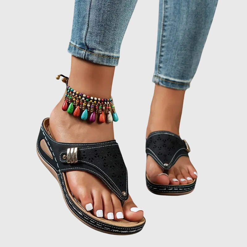 Rylee | Women’s Toe-Post Wedge Sandals with Cutouts