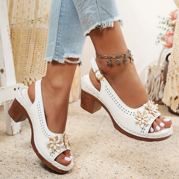 Haisley | Women’s High Heel Sandal with Floral Embellishments