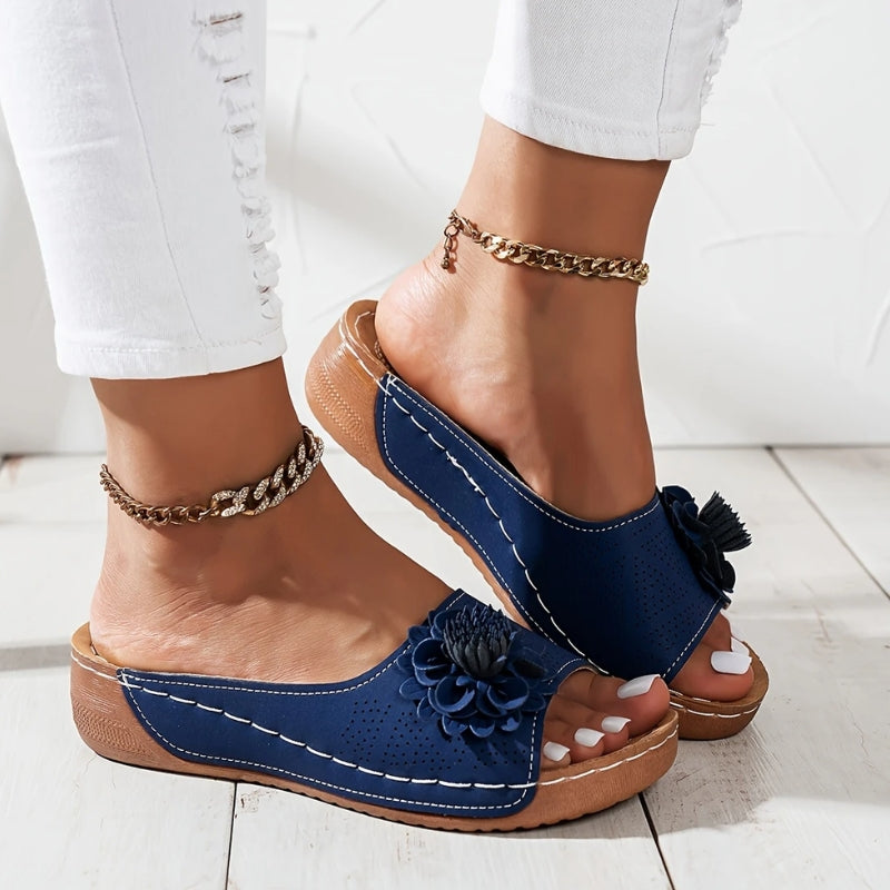 Flora | Women’s Slip-On Sandals with Cushioned Wedge