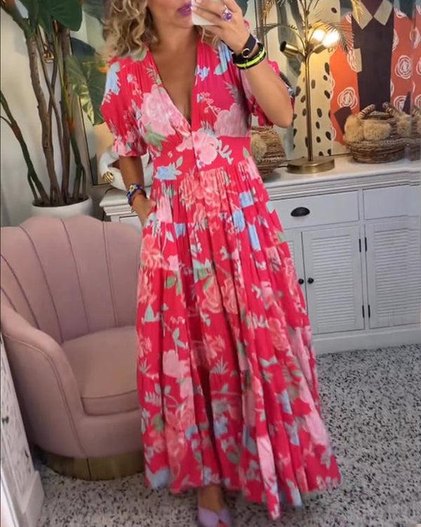 Floriana | Women’s Vibrant Floral Dress with Flattering Fit