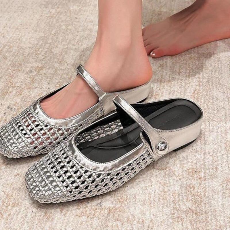 Mira | Women’s Woven Mule Flats with Strap