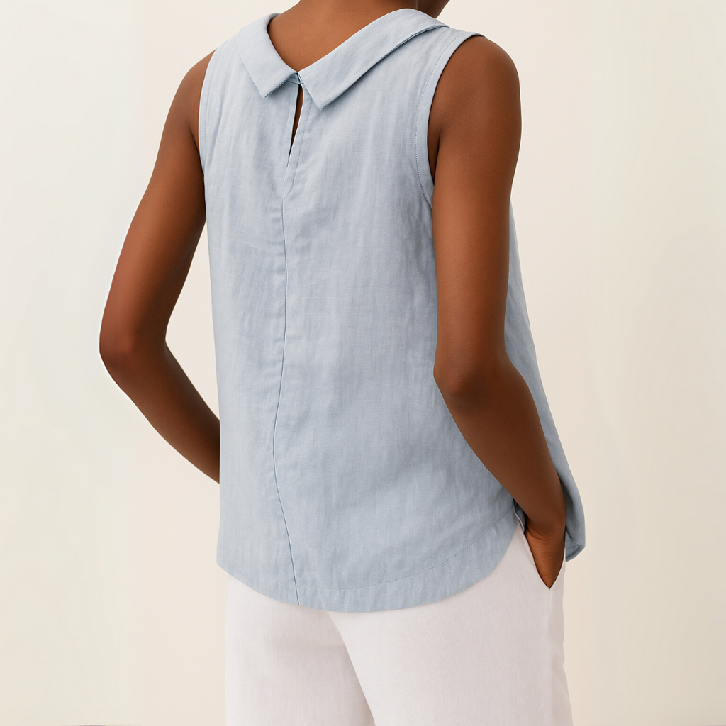Maria | Women’s Sleeveless Top with Roll Collar
