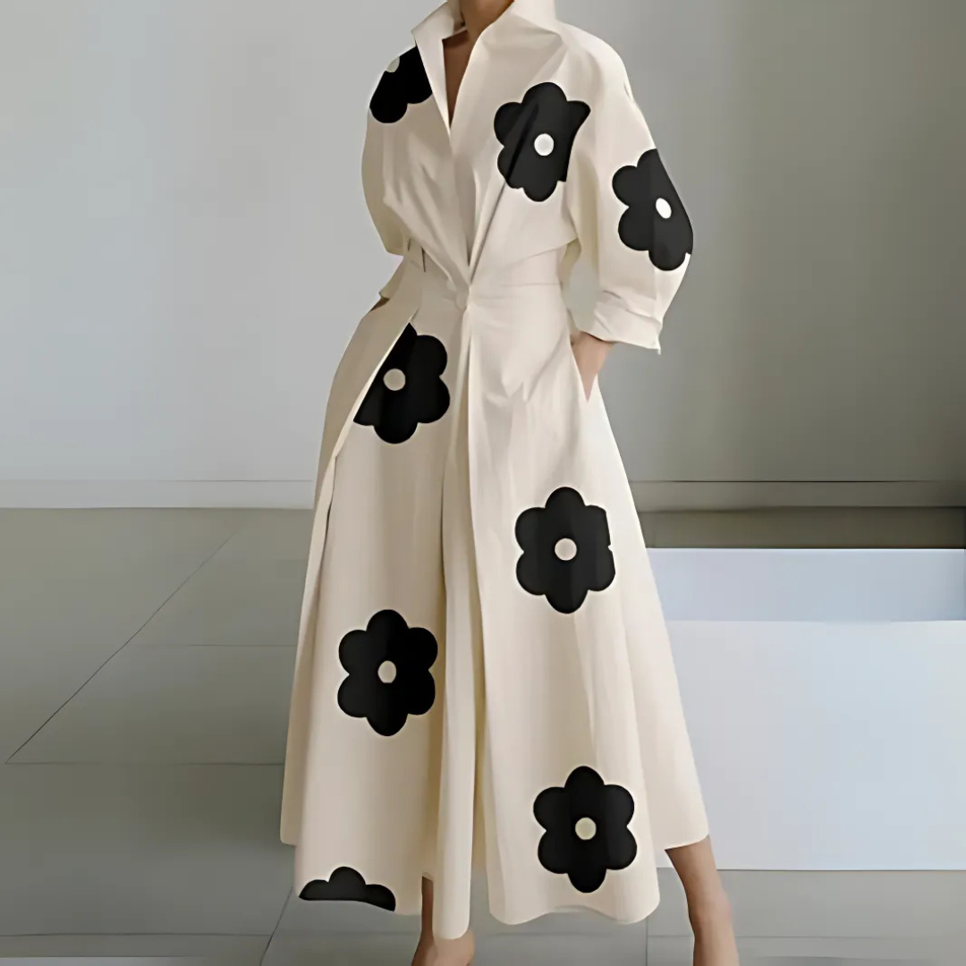 Elkie | Women’s Lapel Maxi Dress with Wrap Silhouette