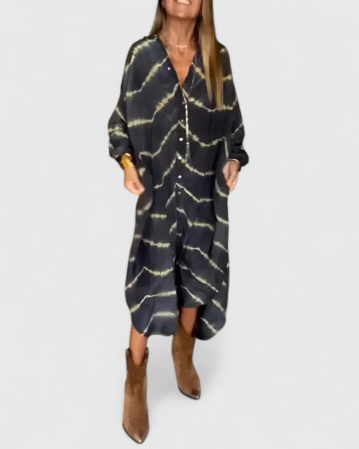Celeste | Women’s Celeste Striped Maxi Dress with Deep-V