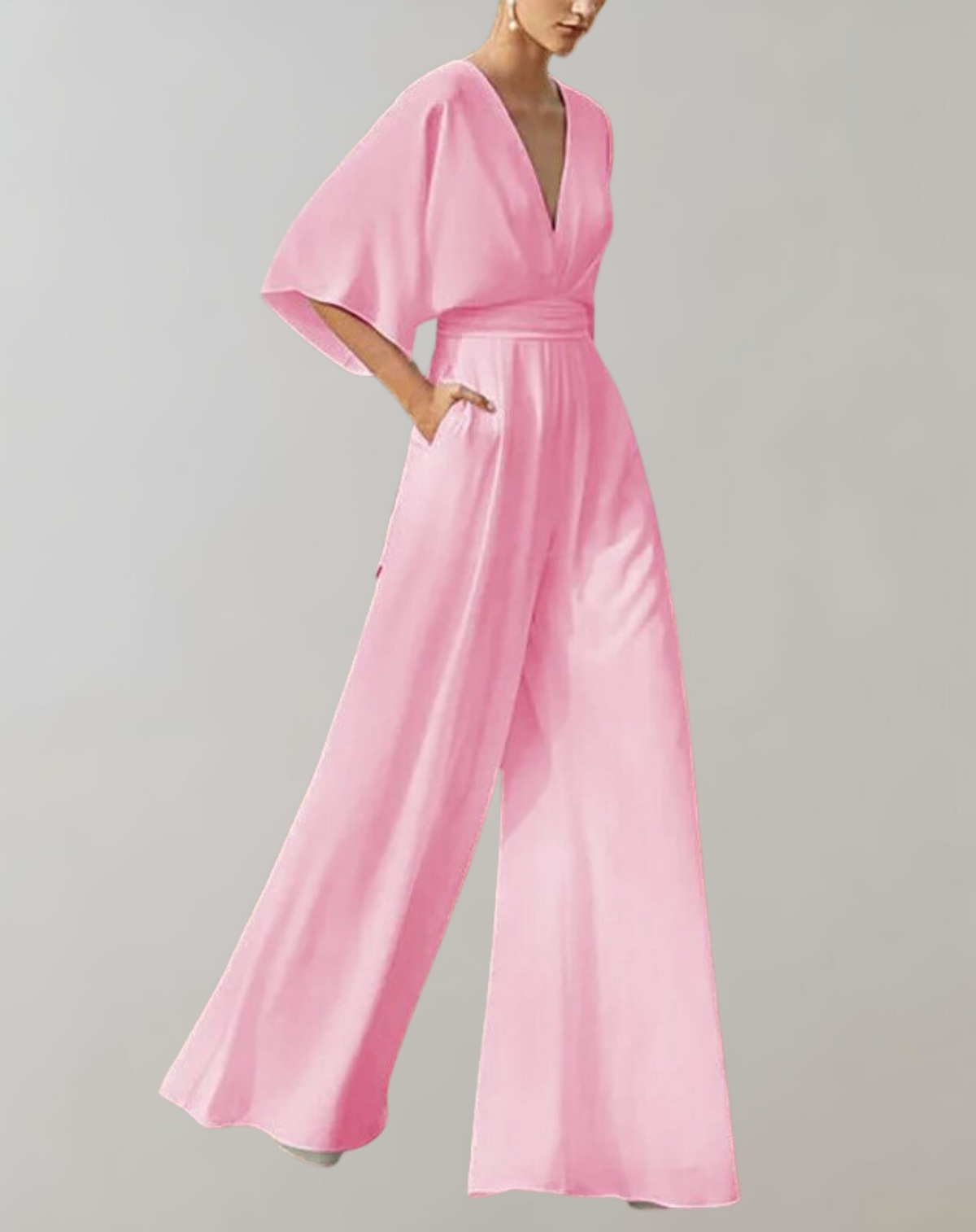 Serafina | Women’s V-Neck Wide-Leg Jumpsuit with Kimono Sleeves