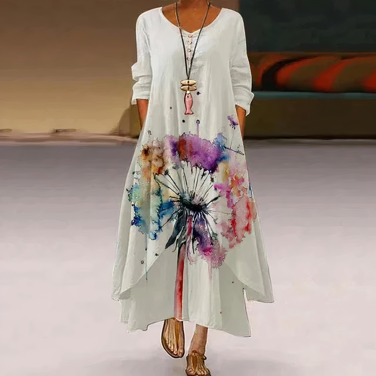 Celeste | Women’s Floral Maxi Dress with Asymmetric Hem