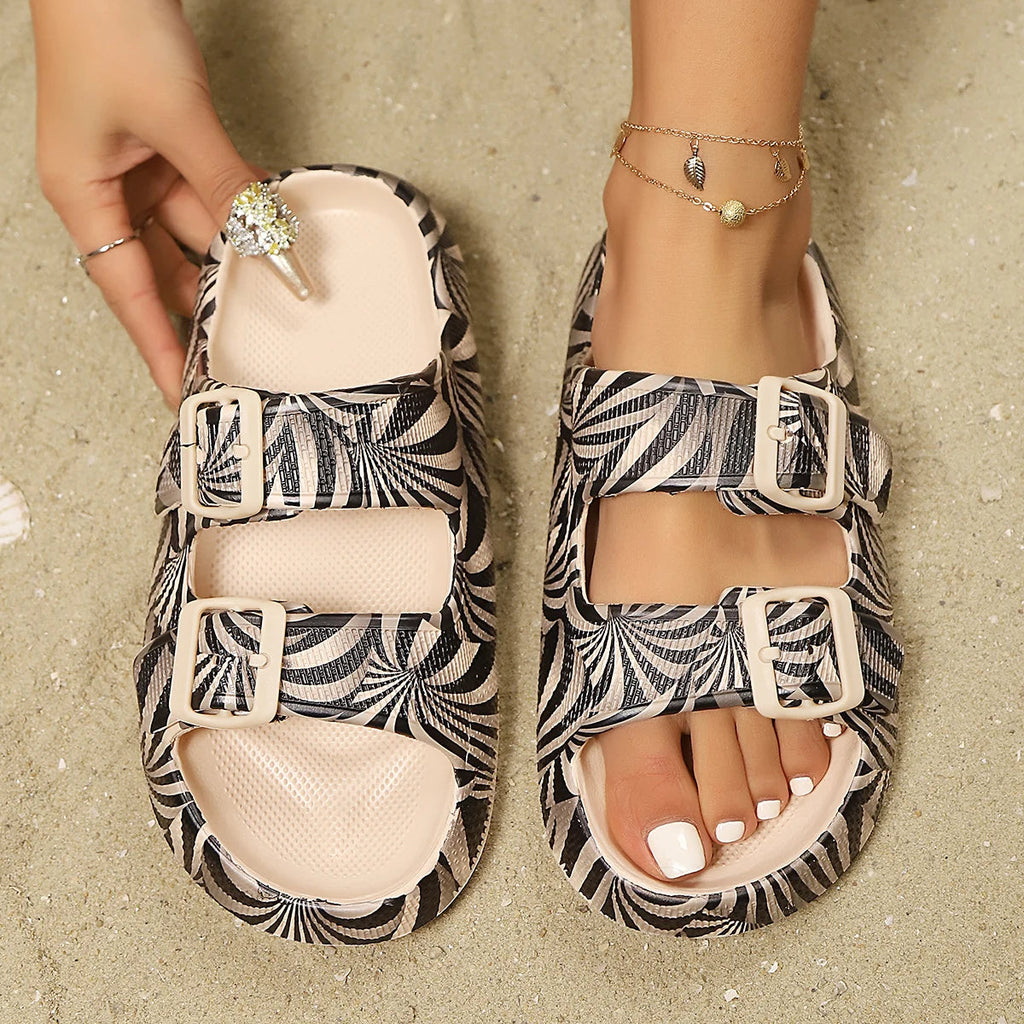 Zeze |  Women’s Double-Buckle Slide with Cushioned Comfort
