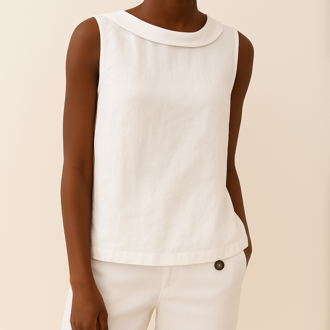 Maria | Women’s Sleeveless Top with Roll Collar