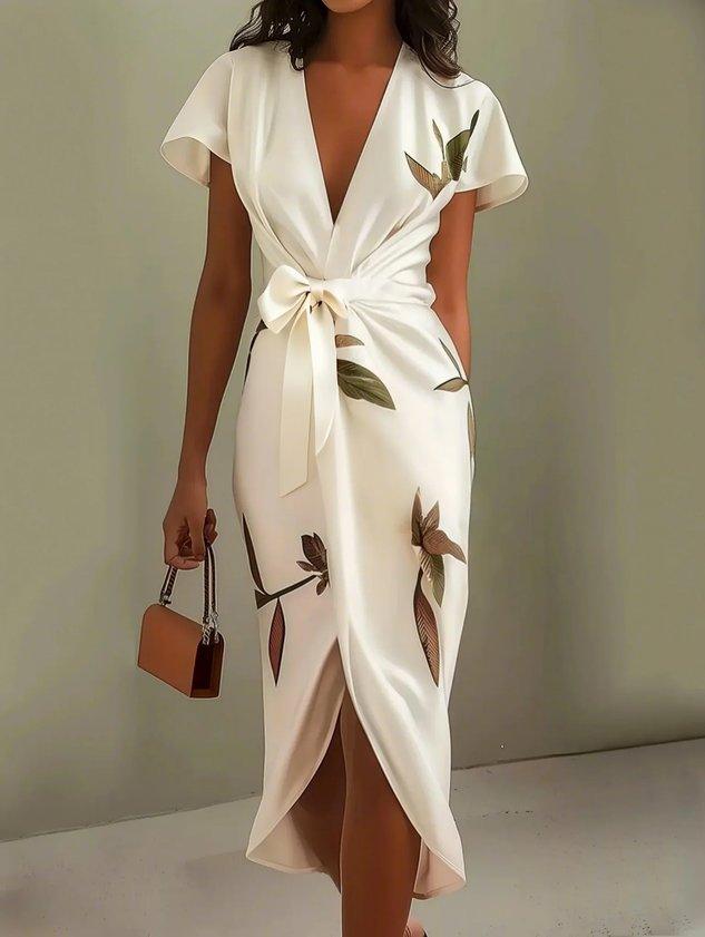 Billie | Women’s Wrap Midi Dress with Waist Tie