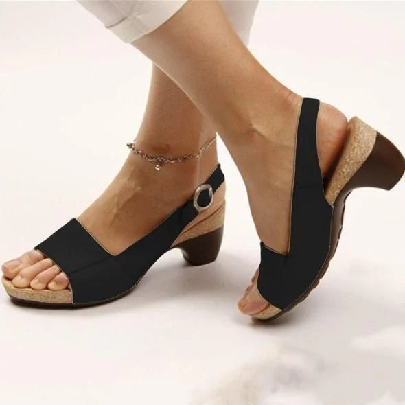 Vera | Women’s Peep Toe Slingback Sandals with Buckle