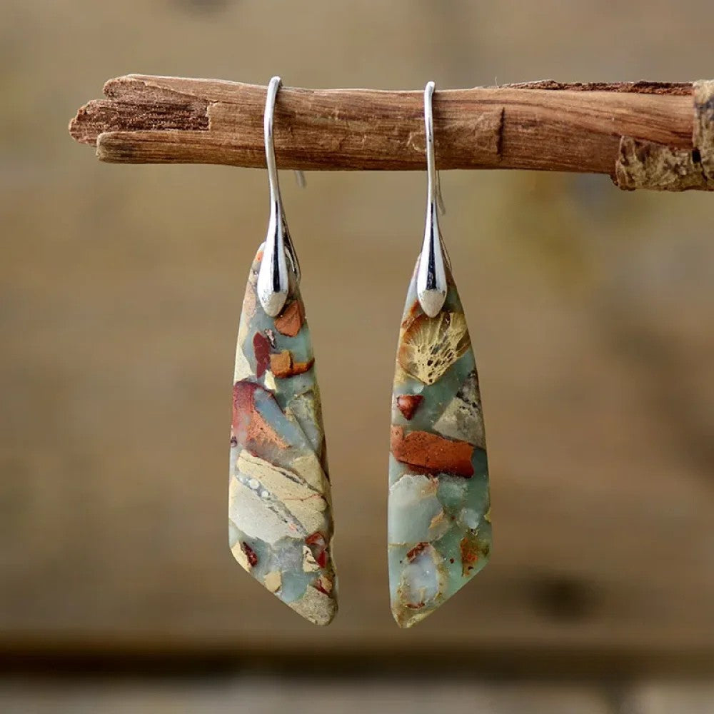 Paula |  Women’s Mosaic Drop Earrings with Inlay