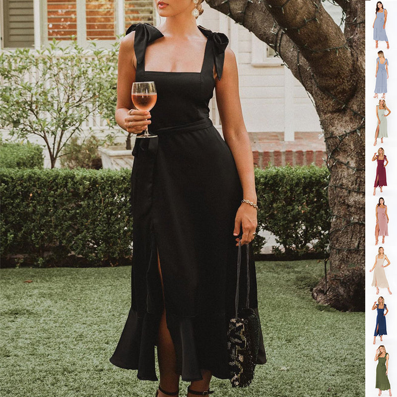 Isabelle Ryan | Ruffled Summer Dress With Lace-Up Detail For Women