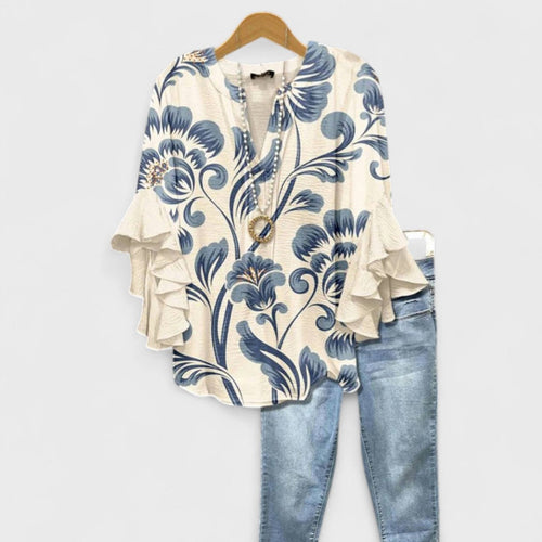 Aisha | Women’s Elegant Blouse with Ruffle Sleeves