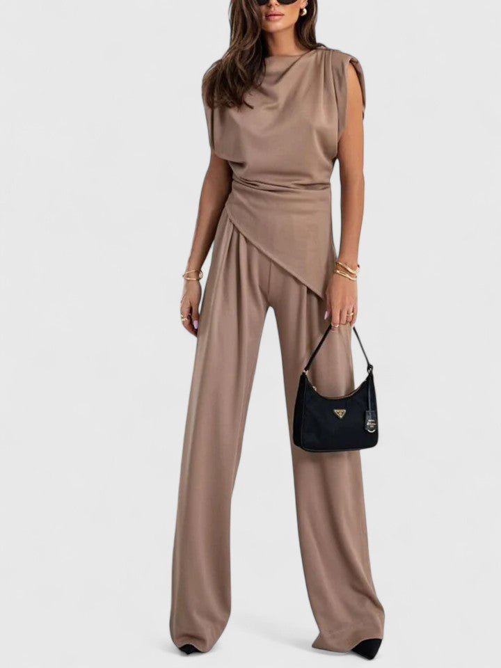 Aria | Women’s Draped Sleeveless Top with Asymmetric Wrap