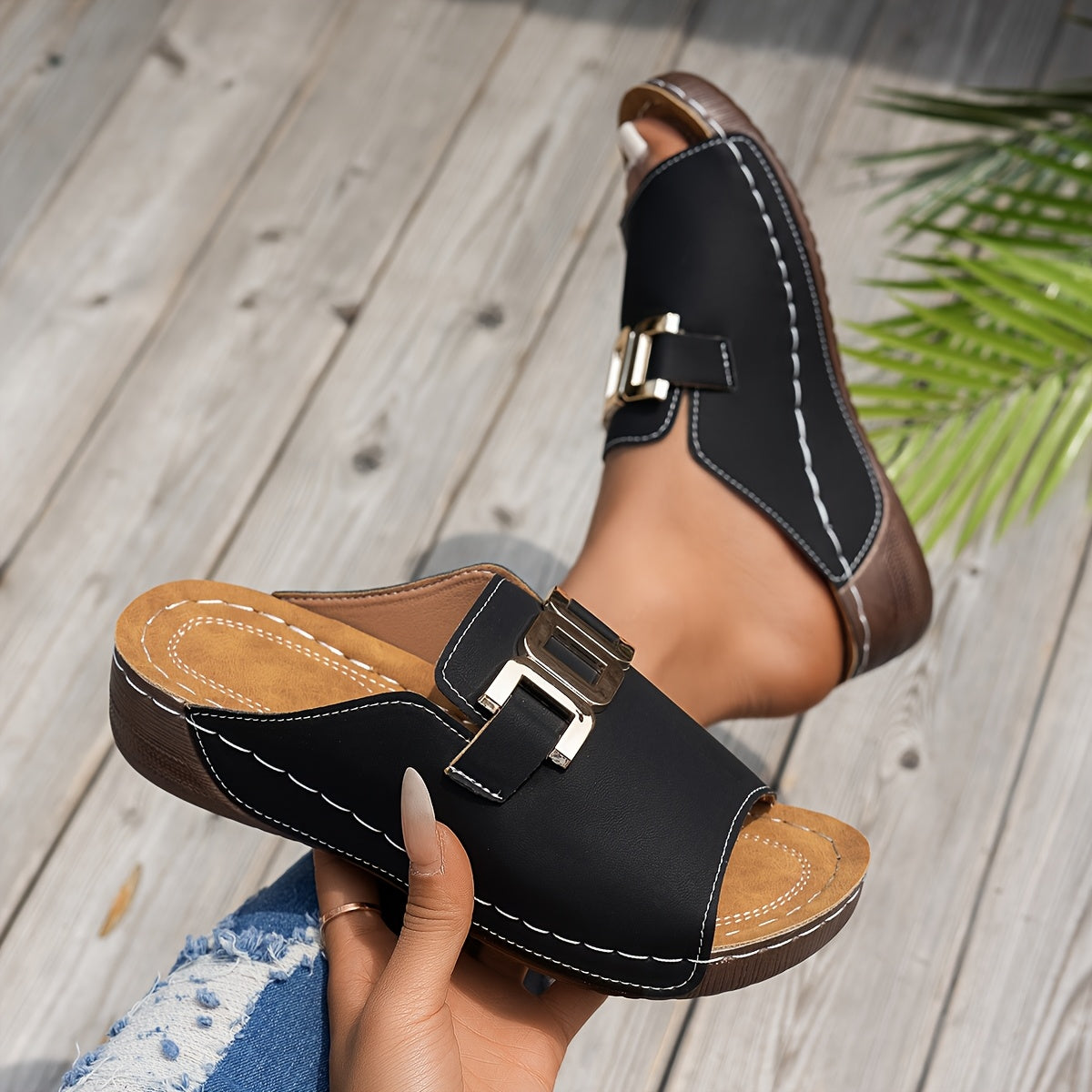 Capella | Women’s Sandals with Gold Buckle Straps