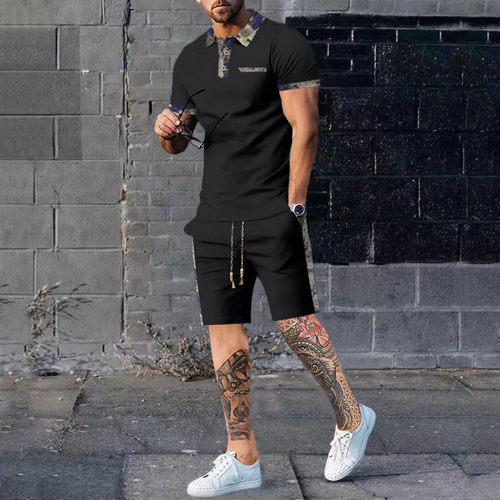 Brayden Foley | Textured Polo Shorts Set For Men