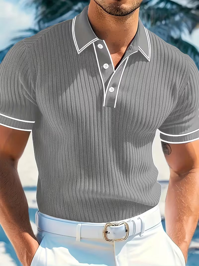 Hugo Prescott | Color-Blocked Short Sleeve Polo Shirt For Men