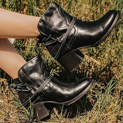 Sage | Women’s Block Heel Boots with Wrap Lace