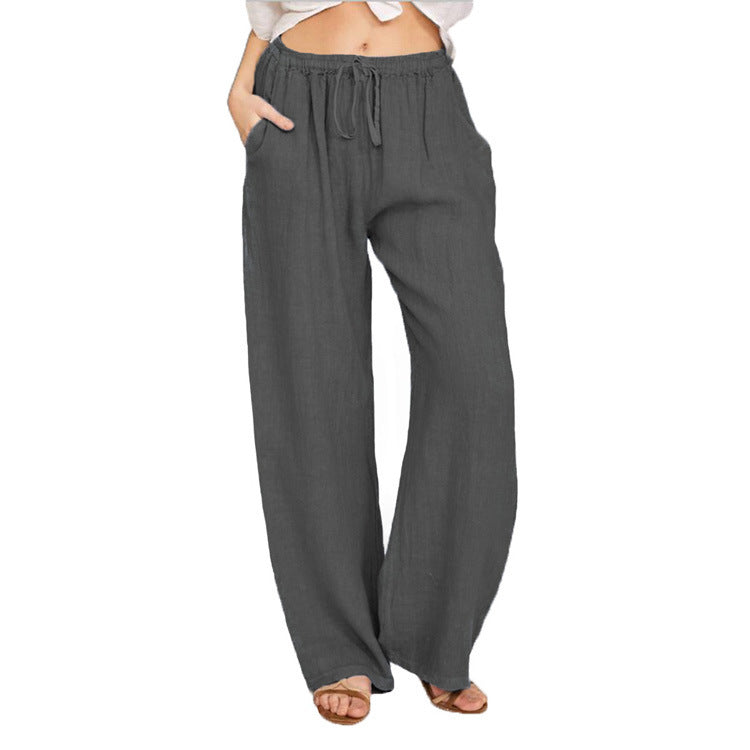 Elsie Coleman | Linen Blend Wide-Leg Trousers For Women