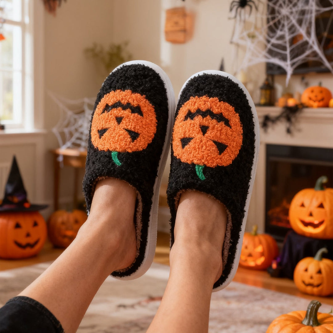 Midnight Bat | Pumpkin Halloween Slippers For Unisex