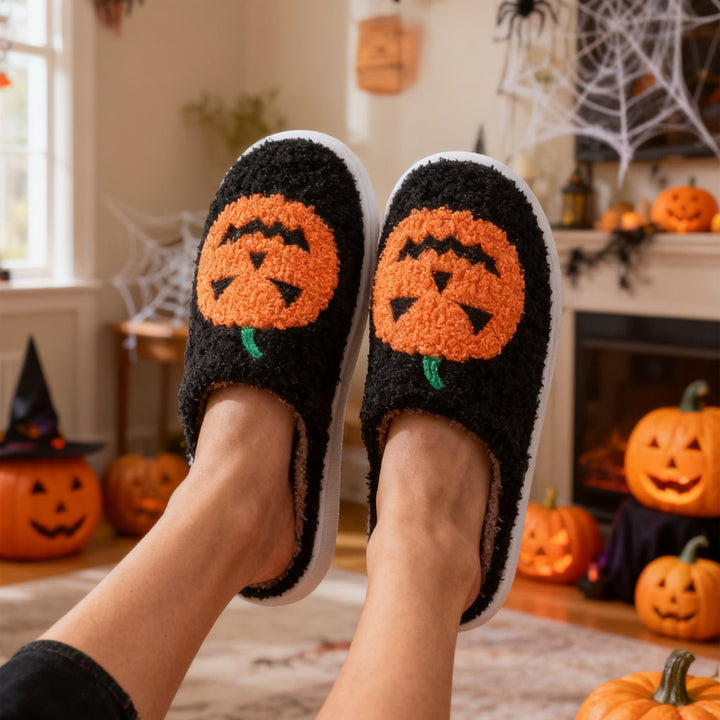 Midnight Bat | Pumpkin Halloween Slippers For Unisex