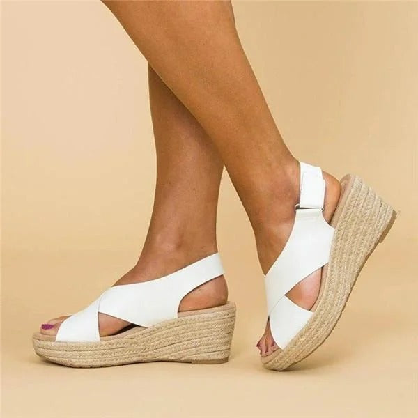 Carmen | Women’s Cross-Strap Espadrille Wedge with Open-Toe