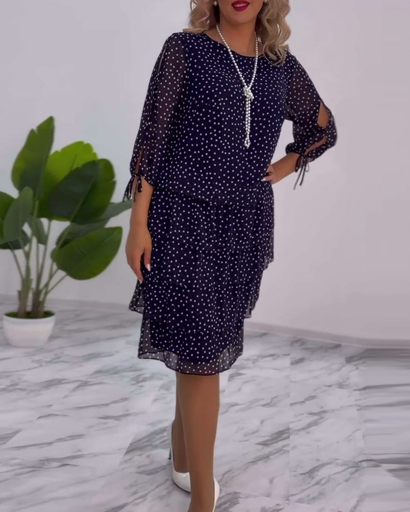 Sophia | Women’s Tiered Polka Dot Dress with Sleeves
