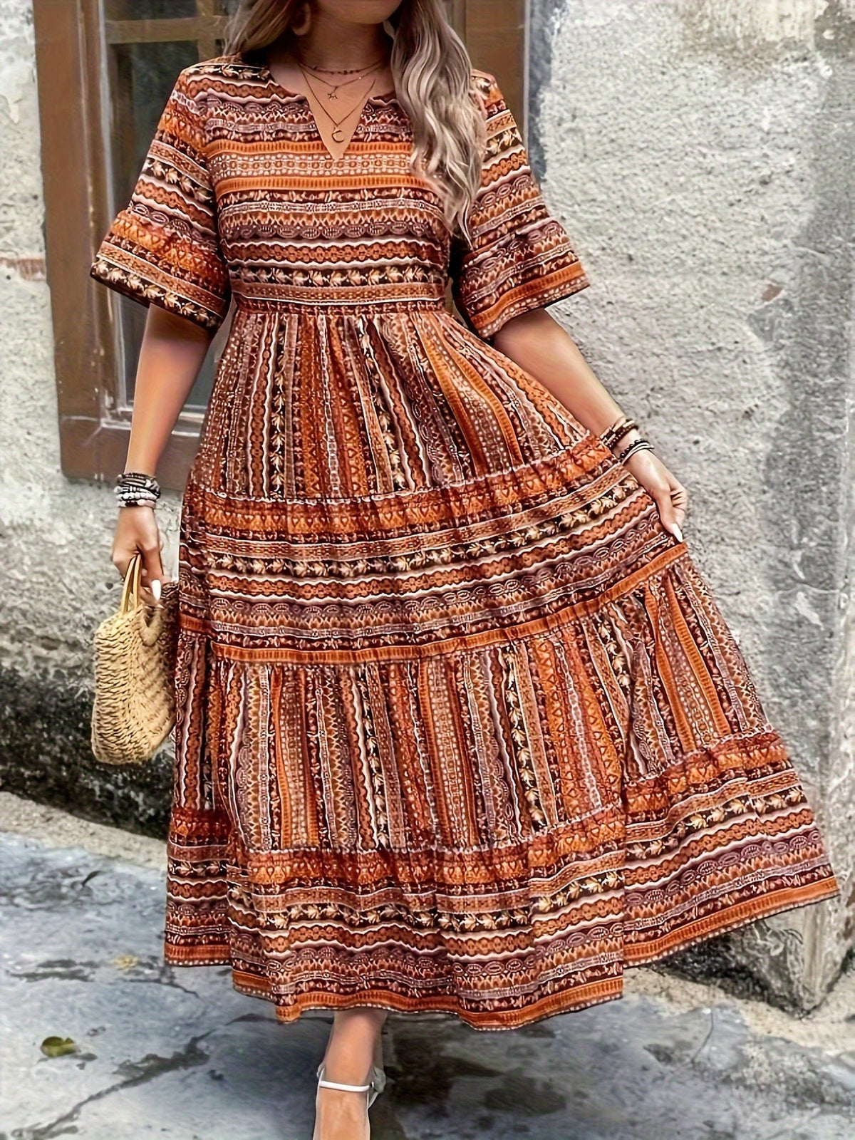 Sylpha | Women’s Ethnic Print Dress with Flowing Silhouette
