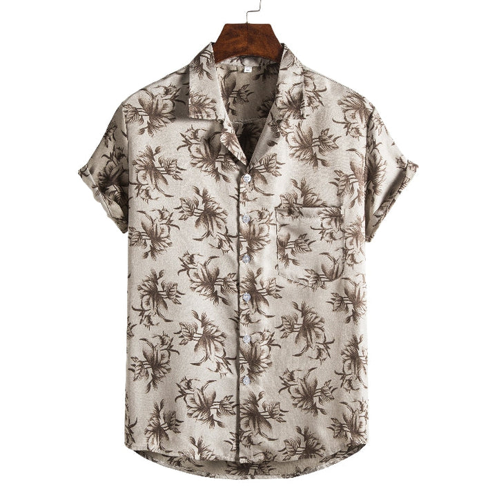 Nathan Harris | Tropical Print Short Sleeve Beach Shirt For Men