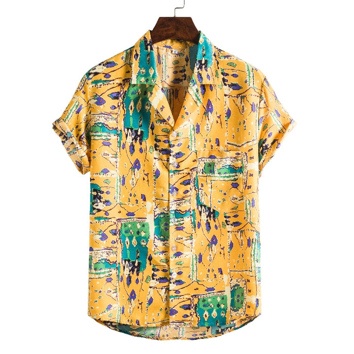 Nathan Harris | Tropical Print Short Sleeve Beach Shirt For Men