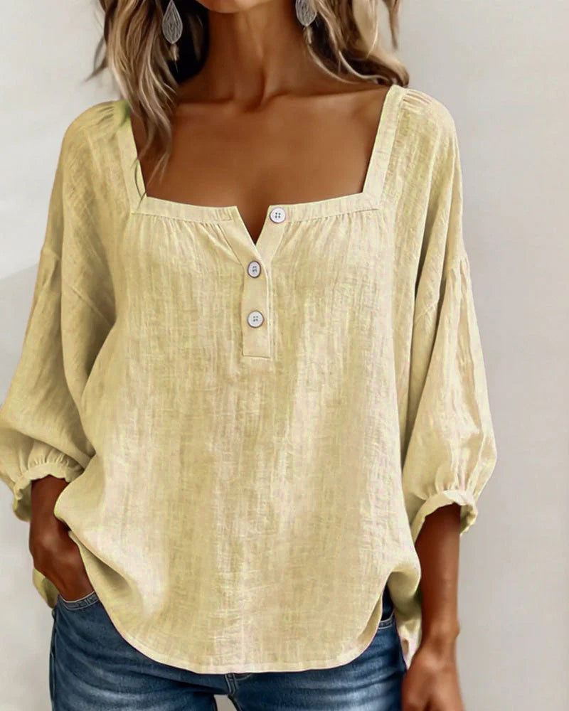 Daisy | Women’s Puff Sleeve Blouse with Square Neck