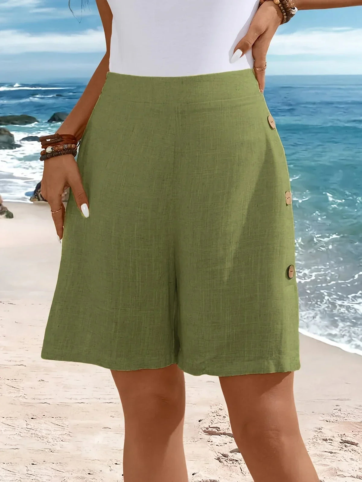 Whitney | Women’s Comfortable Shorts with Buttons