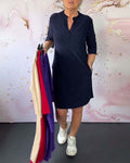 Hanne | Women’s V-Neck Midi Dress with Draped Silhouette