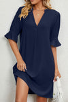 Stella | Women's V-Neck Flutter Sleeve Midi Dress