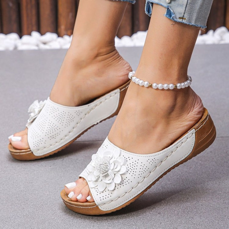 Flora | Women’s Slip-On Sandals with Cushioned Wedge