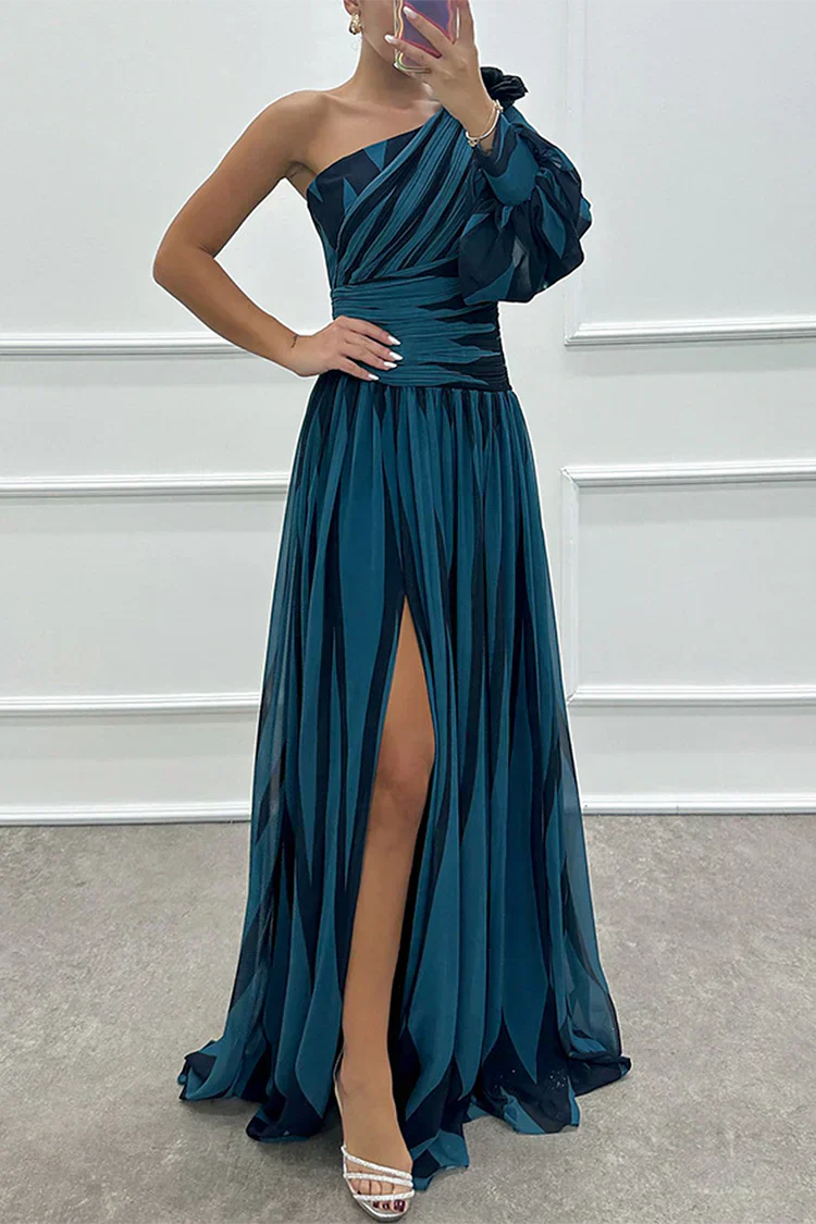 Chloe | Women’s Striped Maxi Dress with One-Shoulder Design
