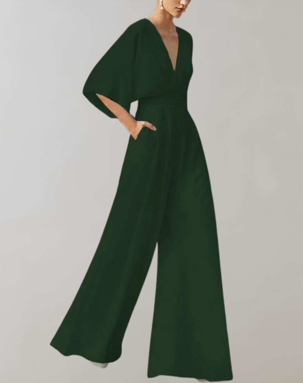 Serafina | Women’s V-Neck Wide-Leg Jumpsuit with Kimono Sleeves