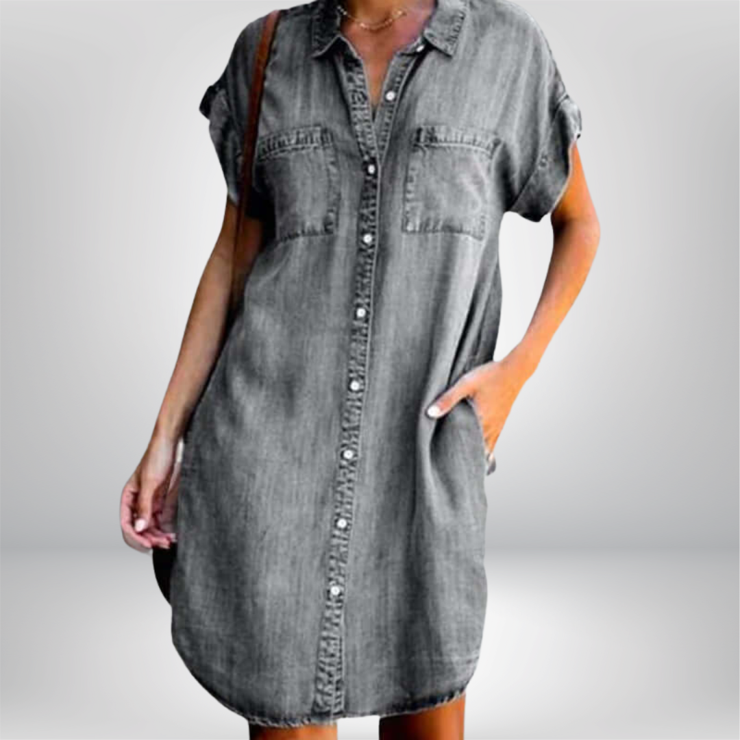 Sapphire | Women’s Denim-Print Dress with Relaxed Fit