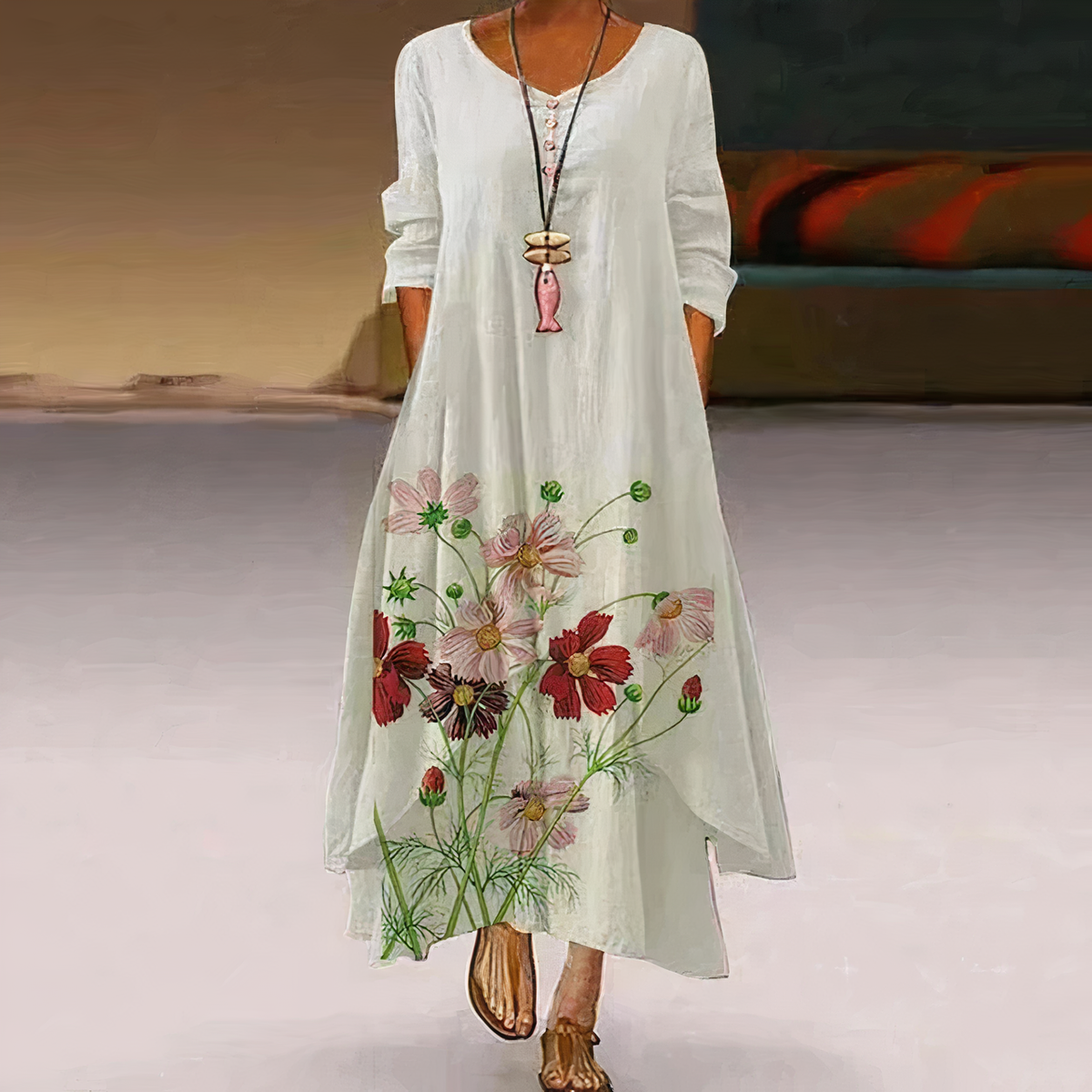 Celeste | Women’s Floral Maxi Dress with Asymmetric Hem