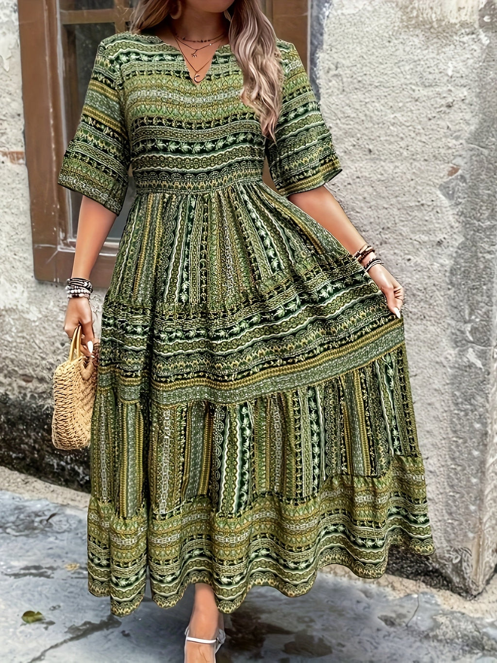 Sylpha | Women’s Ethnic Print Dress with Flowing Silhouette