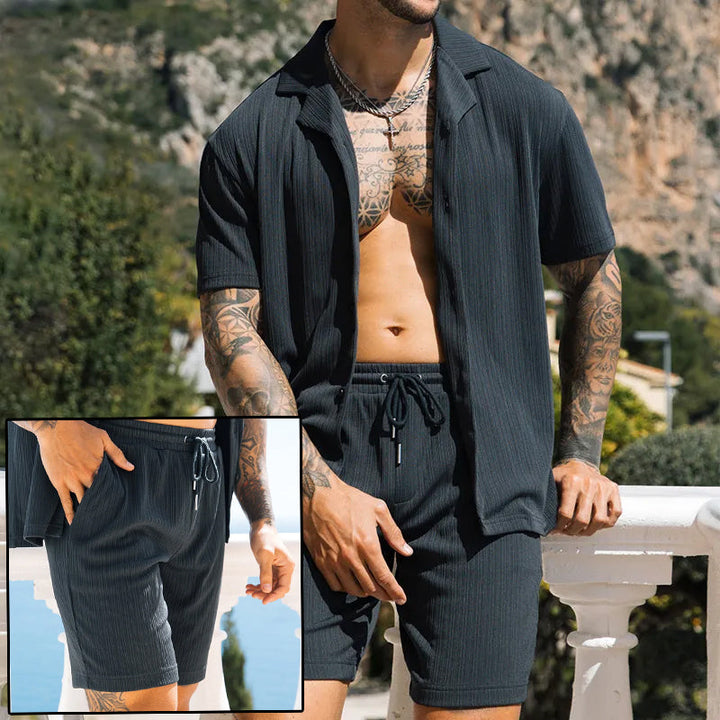 Zachary Prentice | Textured Shirt &amp; Shorts Set For Men