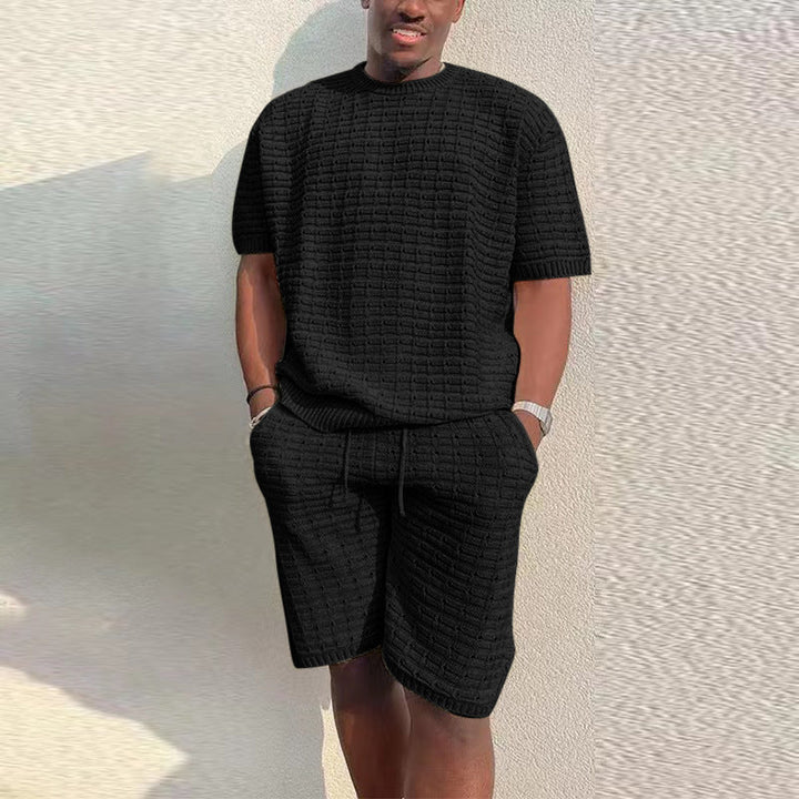 Blake Sutton | Textured Knit Shirt &amp; Shorts Set For Men